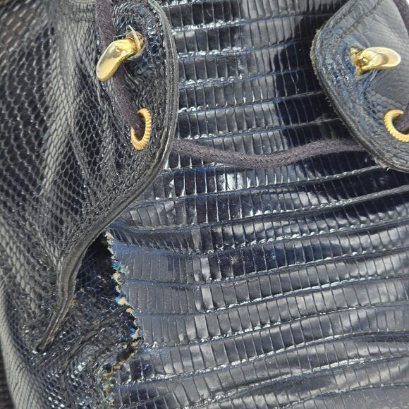 Vintage David Eden Exotic Teju Lizard Navy Blue Dress Shoes Men Size 8.5 Oxfords - Picture 11 of 13